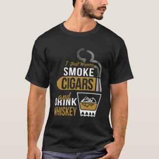 Camiseta Cigarros Fumantes Bebem Cigarro Uísque Fumaça Fuma