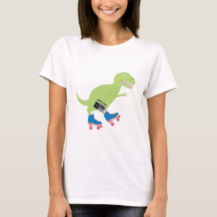 Camiseta Cilindro do Dinossauro, Rastreando, segurando rád