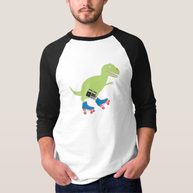 Camiseta Cilindro do Dinossauro, Rastreando, segurando rádi (Frente)