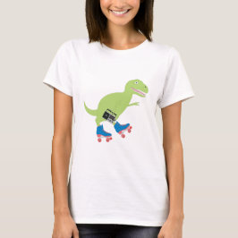 Camiseta Cilindro do Dinossauro, Rastreando, segurando rádi