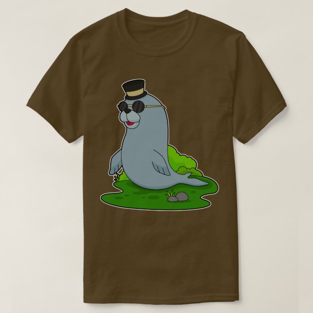 Camiseta Cilindro dos óculos solares de vedação (Frente do Design)