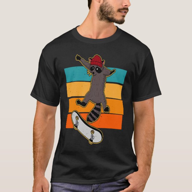 Camiseta Cilindros de guaxinim de skate rolador de patinado (Frente)