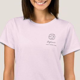 Camiseta Cílios com Logotipo em Rotulo Rosa Script Equipe