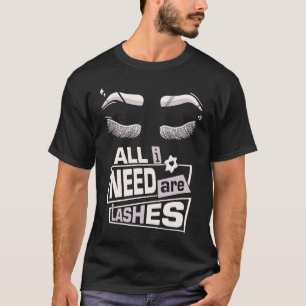 Camiseta Cílios de Maquiagem Fofa e Cosméticos de Beleza Cí