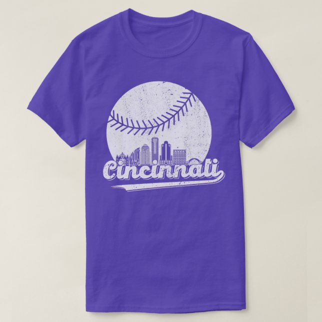 Camiseta Cincinnati Baseball Ohio Skyline City Vintage Game (Frente do Design)