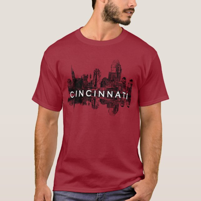 Camiseta Cincinnati, linha do horizonte de Ohio (Frente)