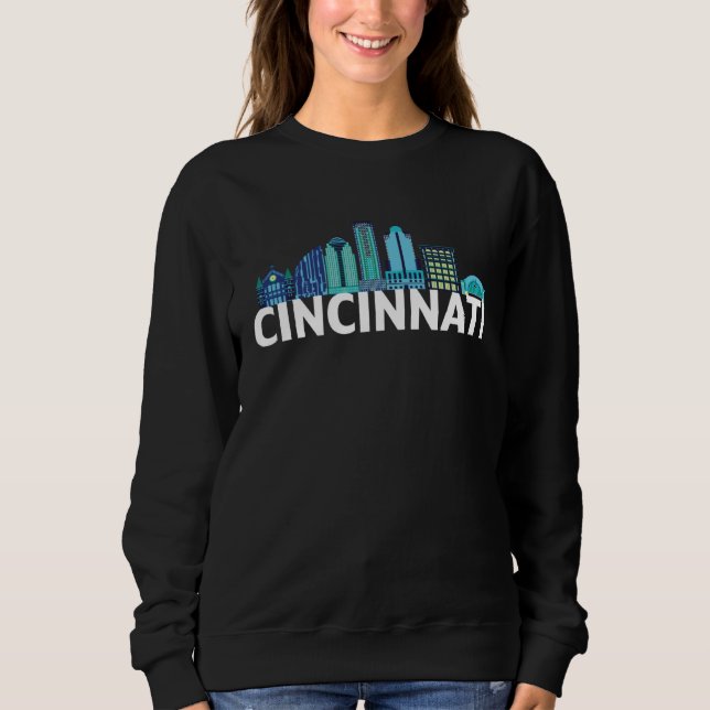 Camiseta Cincinnati Ohio USA Skyline Silhouette Outline Ske (Frente)