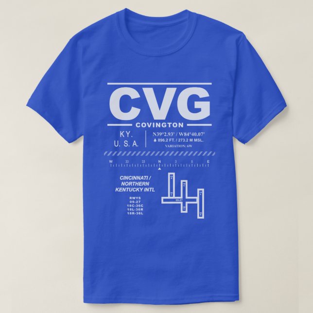 Camiseta Cincinnati Tampouco. Kentucky Int'l Airport CVG T- (Frente do Design)