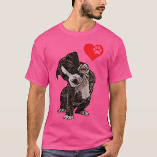 Camiseta Cinco Altos Coração Bulldog Filhote Eu Amo Boxer A
