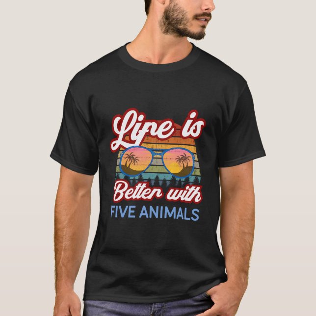 Camiseta Cinco Animais Shaolin Sunset Life É Melhor (Frente)