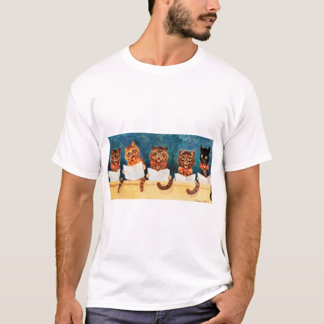 Camiseta Cinco Cats Cantando, Louis Wain (Frente)