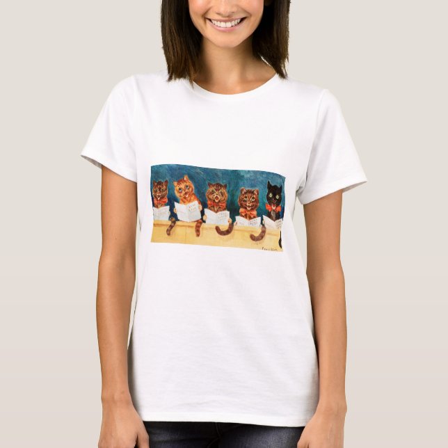 Camiseta Cinco Cats Cantando, Louis Wain (Frente)