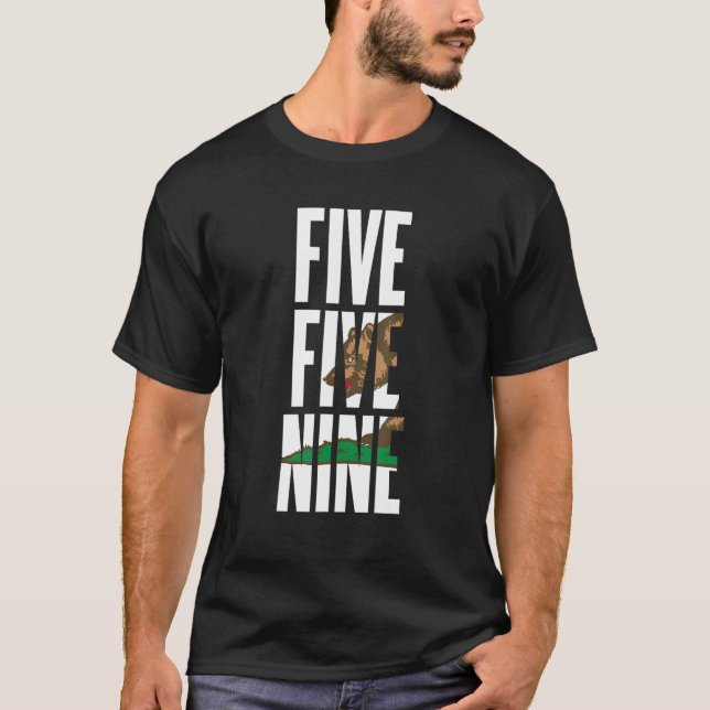 Camiseta Cinco Cinco Nove Código de Área 559 California Fre (Frente)
