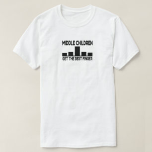 Camiseta Cinco crianças com dedo médio da criança Piada
