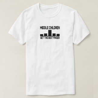 Camiseta Cinco crianças com dedo médio da criança Piada