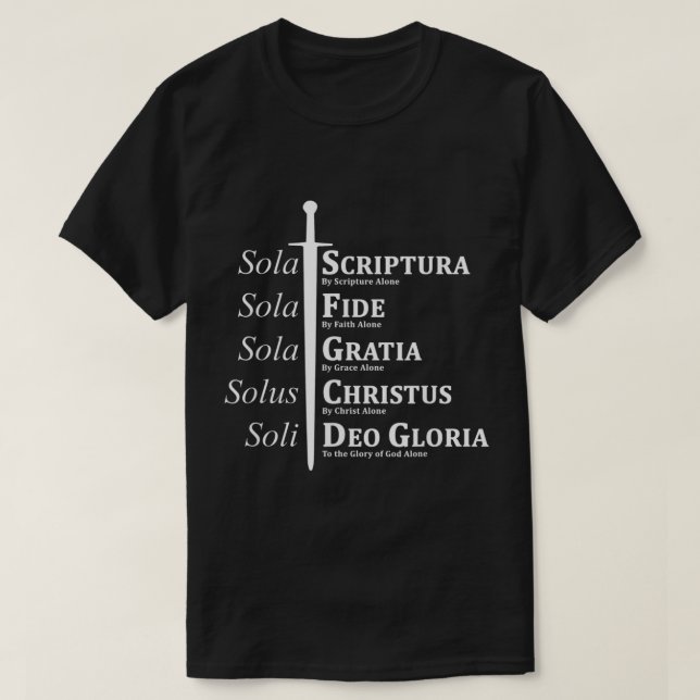 Camiseta Cinco cristãos reformados do Solas (Frente do Design)