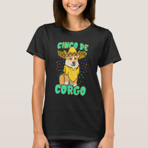 Camiseta Cinco De Corgo Poncho Chapéu Mexicano Corgi Cachor