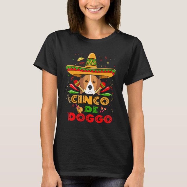 Camiseta Cinco De Doggo Beagle Dog Cinco De Mayo (Frente)