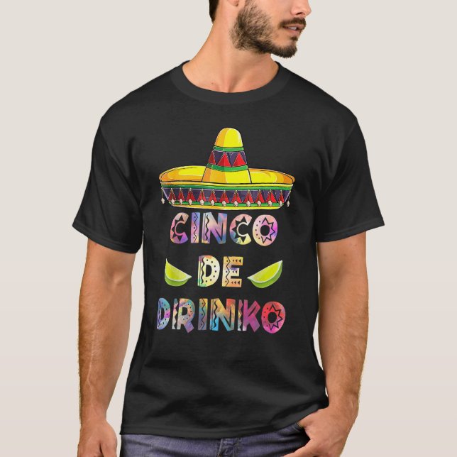 Camiseta Cinco De Drinko Cinco De Mayo Com Guitar Cactus S (Frente)
