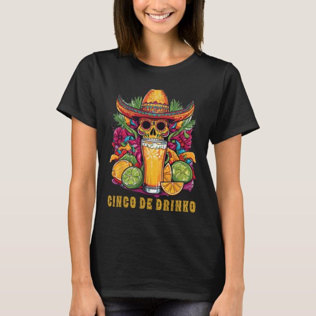 Camiseta Cinco De Drinko Funny Cinco De Mayo Bebendo Do Par (Frente)