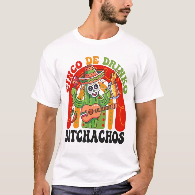 Camiseta Cinco De Drinko Funny Cindo De Mayo Rainbow Cactus (Frente)