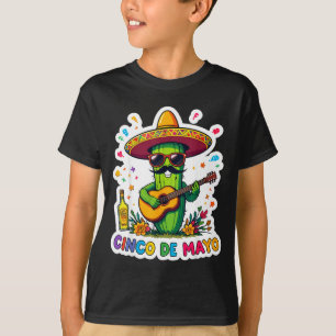 Camiseta Cinco de maio cacto mexicano óculos de sol engraça