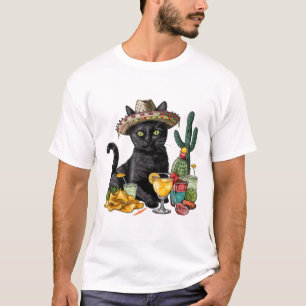 Camiseta Cinco de Mayo Black Cat Mexicano Cuisine Black Cat