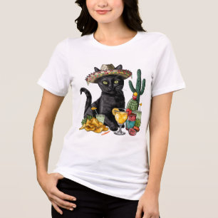 Camiseta Cinco de Mayo Black Cat Mexicano Cuisine Black Cat