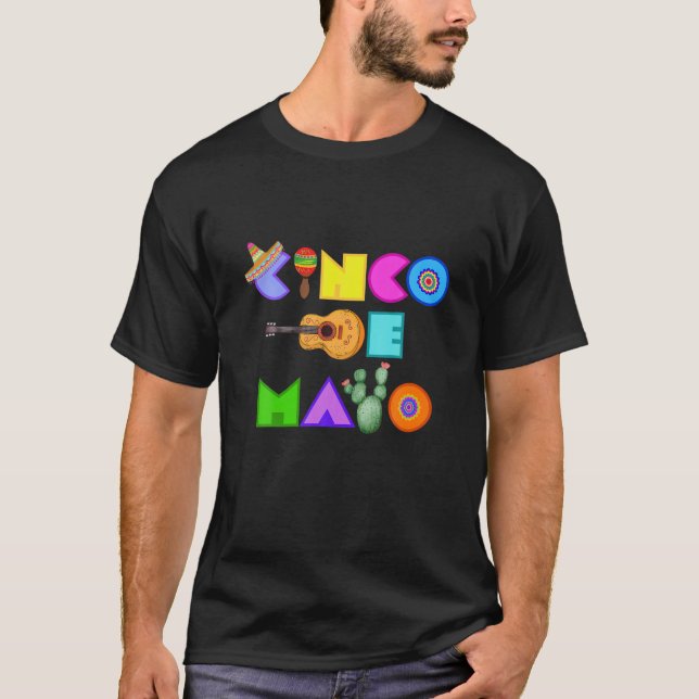 Camiseta CINCO DE MAYO Bright Vibrante Camis de Cultura Mex (Frente)