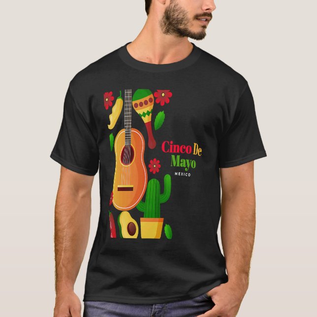 Camiseta Cinco De Mayo Burritos  Mexico Tacos and Avocado   (Frente)