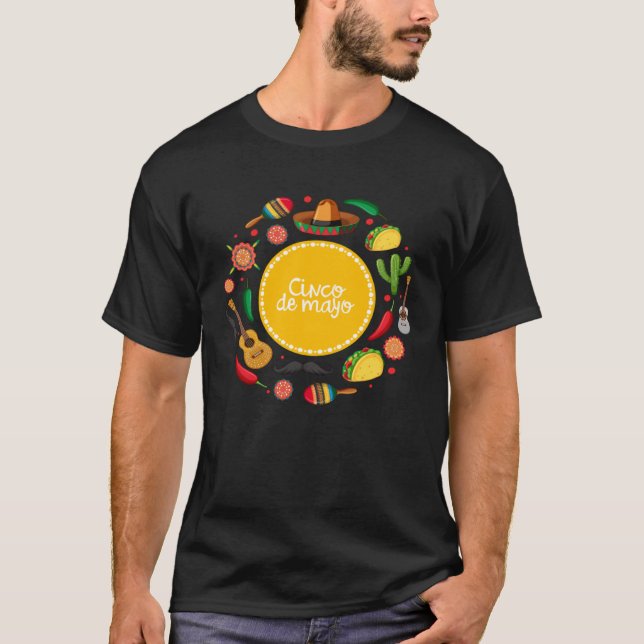 Camiseta Cinco De Mayo Burritos  Mexico Tacos and Avocado   (Frente)