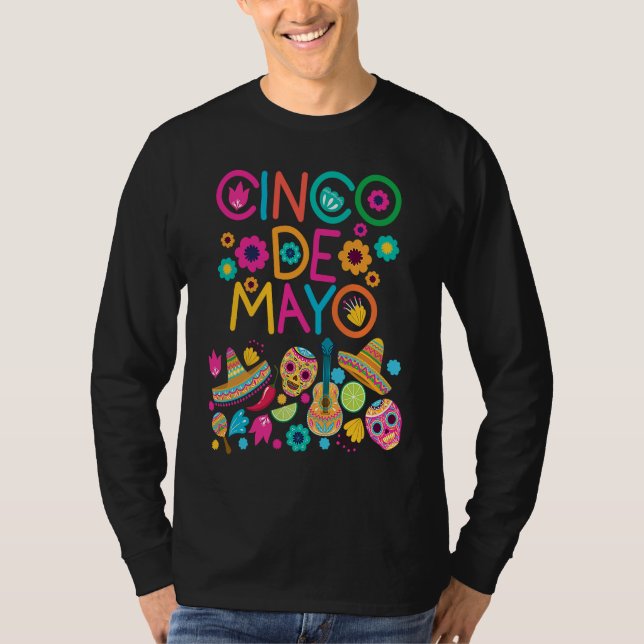 Camiseta Cinco De Mayo Burritos  Mexico Tacos and Avocado   (Frente)