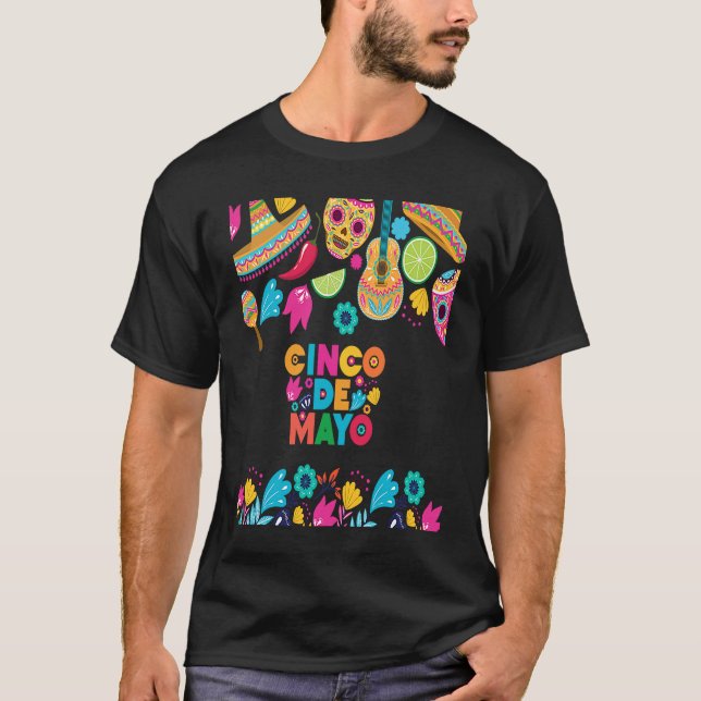 Camiseta Cinco De Mayo Burritos  Mexico Tacos and Avocado   (Frente)