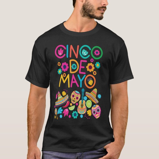Camiseta Cinco De Mayo Burritos  Mexico Tacos and Avocado   (Frente)