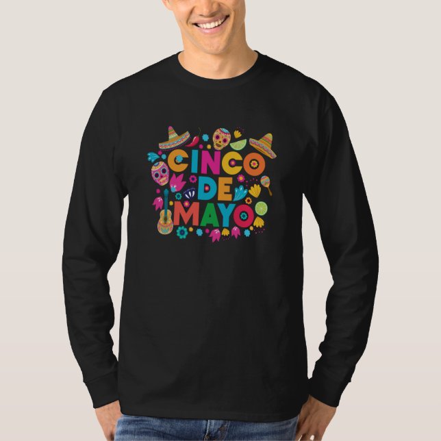 Camiseta Cinco De Mayo Burritos Mexico Tacos and Avocado  1 (Frente)