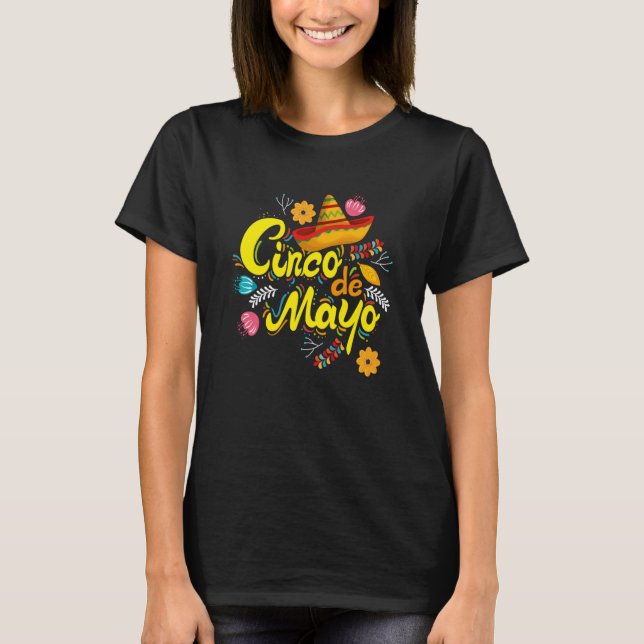Camiseta Cinco De Mayo Burritos Mexico Tacos and Avocado  2 (Frente)