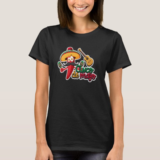 Camiseta Cinco De Mayo Burritos Mexico Tacos and Avocado  5 (Frente)