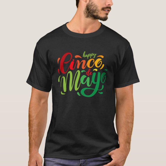 Camiseta Cinco de Mayo Burritos México Tacos e Avocado (Frente)