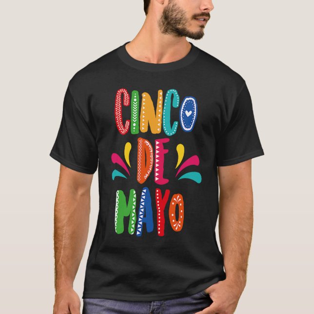 Camiseta Cinco de Mayo Burritos México Tacos e Avocado (Frente)