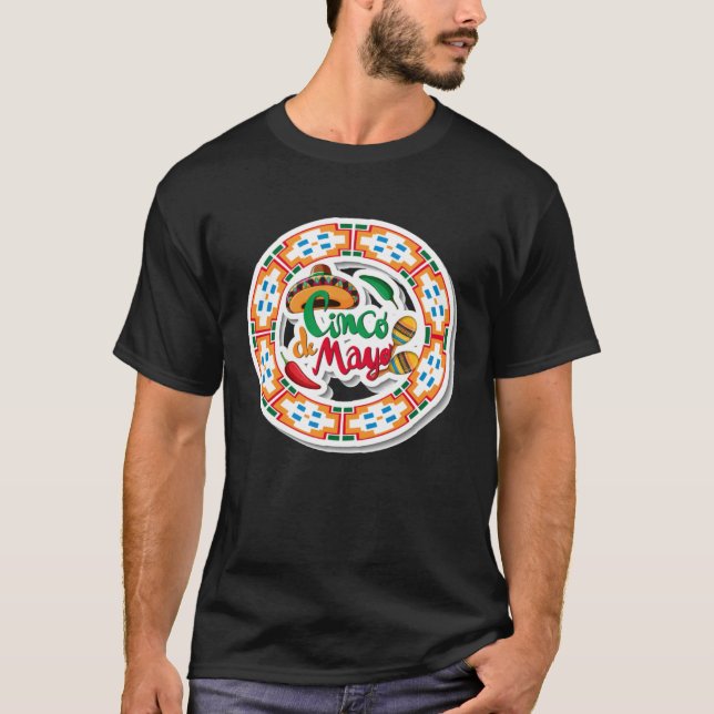 Camiseta Cinco de Mayo Burritos México Tacos e Avocado (Frente)