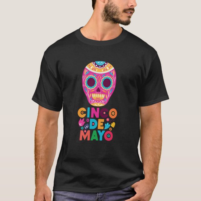 Camiseta Cinco de Mayo Burritos México Tacos e Avocado 5 (Frente)
