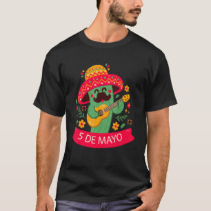 Camiseta Cinco De Mayo Cacto Tocando Violão 5 De Maio