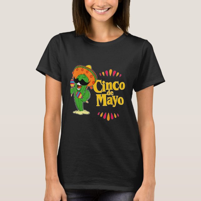 Camiseta Cinco de Mayo Cactus Design - Celebrar com Estilo (Frente)