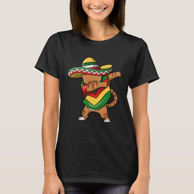 Camiseta Cinco De Mayo Cat Dabbing (Frente)