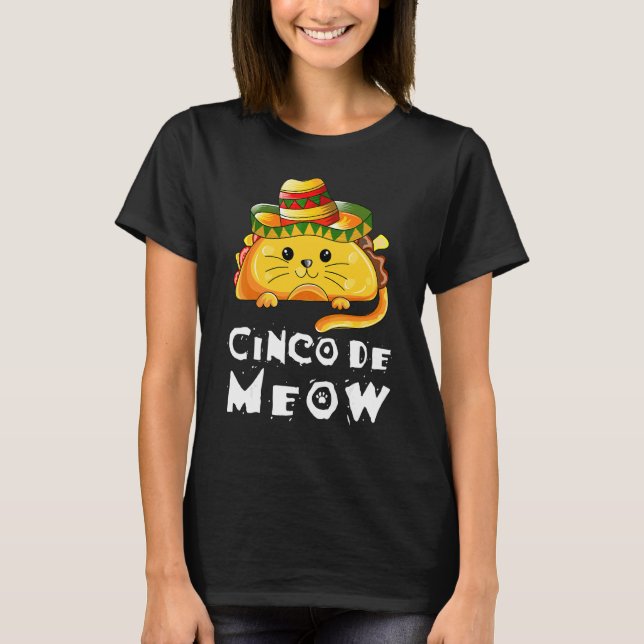Camiseta Cinco de Mayo Cat Tacos Partido Mexicano (Frente)