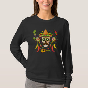 Camiseta Cinco De Mayo Caveira Mexicana Bigode Cacto Flor