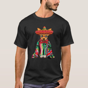Camiseta Cinco De Mayo Chihuahua Cachorro Vestindo Poncho E