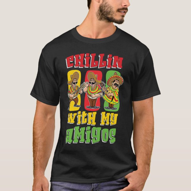 Camiseta Cinco De Mayo Chillin Com Minha Amigos Fiesta Mexi (Frente)
