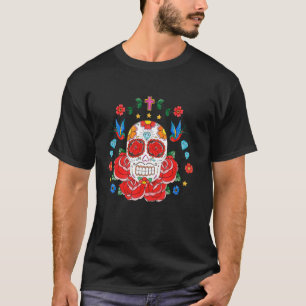 Camiseta Cinco de Mayo Coloridos Crânios de Açúcar Florais