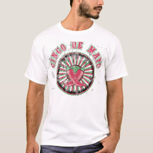 Camiseta Cinco de Mayo com pimentas e riscas